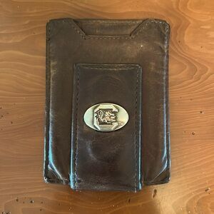 South Carolina Gamecocks leather wallet SC silver tone emblem school